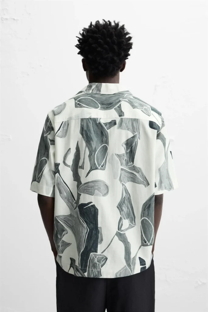 T-shirt d'été pour homme avec motif de feuilles 2