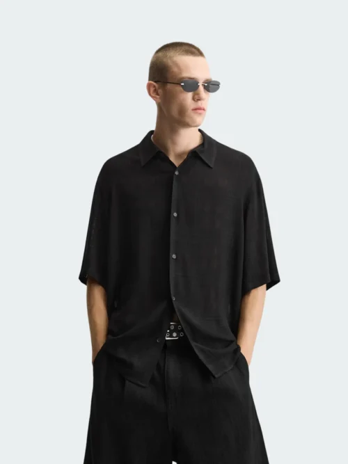 Chemise homme à carreaux en jacquard fluide