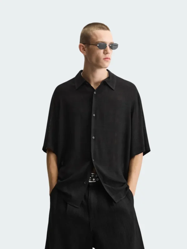 Chemise homme à carreaux en jacquard fluide