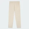 Pantalon casual beige à cordon en coton et lin