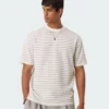T-shirt à rayures blanc et gris
