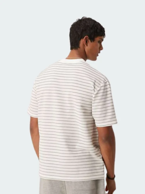 T-shirt à rayures blanc et gris
