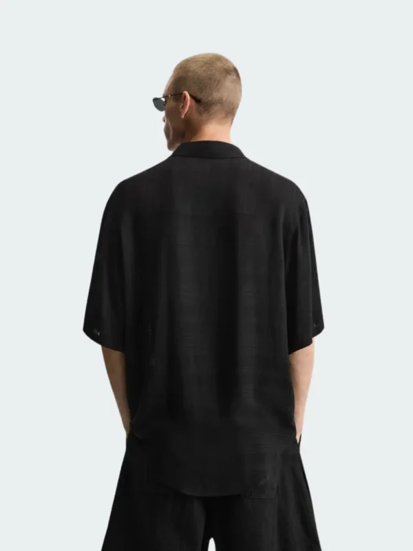Chemise homme à carreaux en jacquard fluide