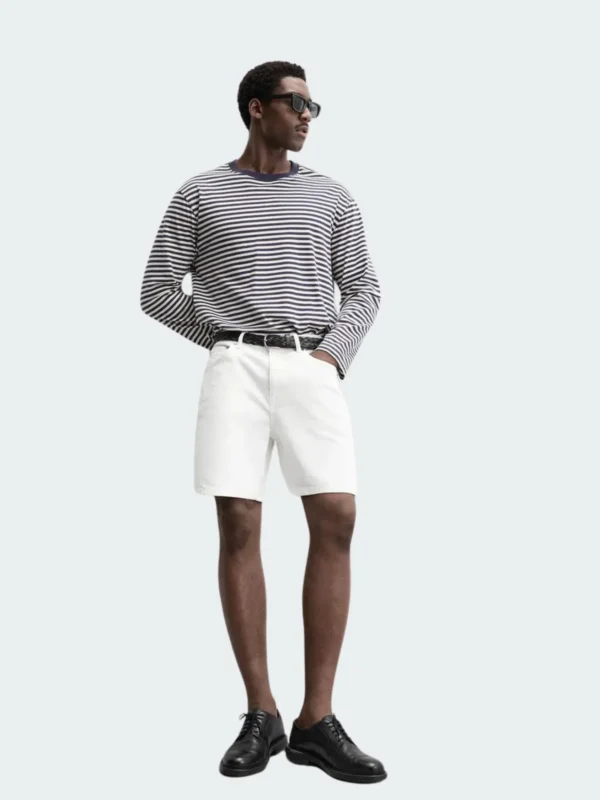 Bermuda en denim stretch à coupe regular